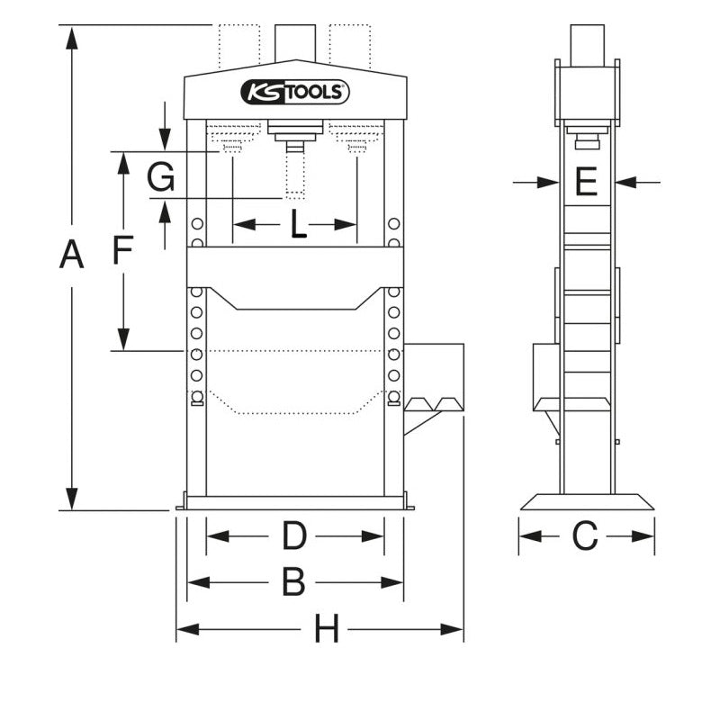 Presse hydraulique, 50t à pompe hydraulique 2 vitesses  - KS TOOLS - 160.0115