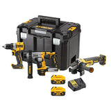 Pack 3 outils 18V DEWALT DCK355P2T-QW Brushless - Perceuse + perforateur + meuleuse + 2 batteries 5Ah Li-Ion + Coffret