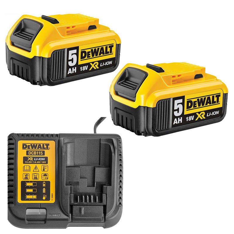 Pack ÉNERGIE DEWALT 2 Batteries 5,0 Ah 18V DCB184-XJ et un chargeur DCB115-XJ