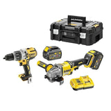 Pack 2 outils 54V DEWALT DCK2055T2-QW : Perceuse-visseuse à percussion DCD996 et Meuleuse Ø125mm DCG414 avec coffret et 2 Batteries 6,0 Ah FLEXVOLT