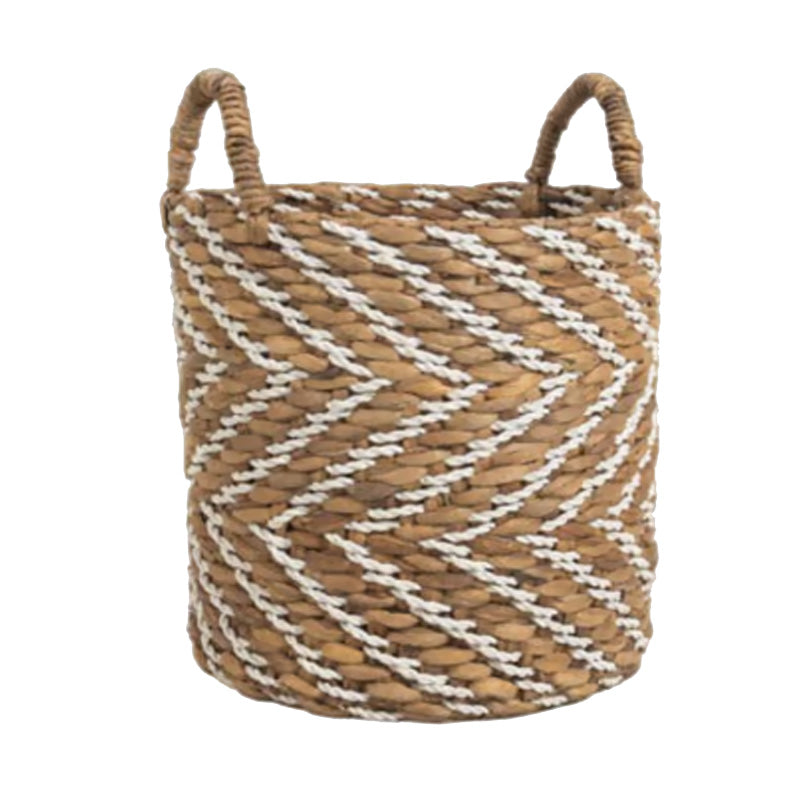 Panier souple Elise - 30 x 30 x 30 cm - taille M - jute - motifs chevrons