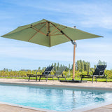 Parasol Gabin + housse - 3 x 4 m - 240 g/m2 - sauge & effet bois