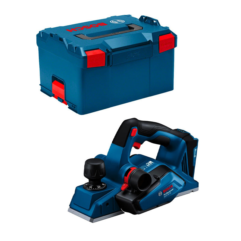 Rabot 82mm 18V BOSCH GHO 18V-26 solo XL-Boxx avec fer de rechange, butée et sac à poussière