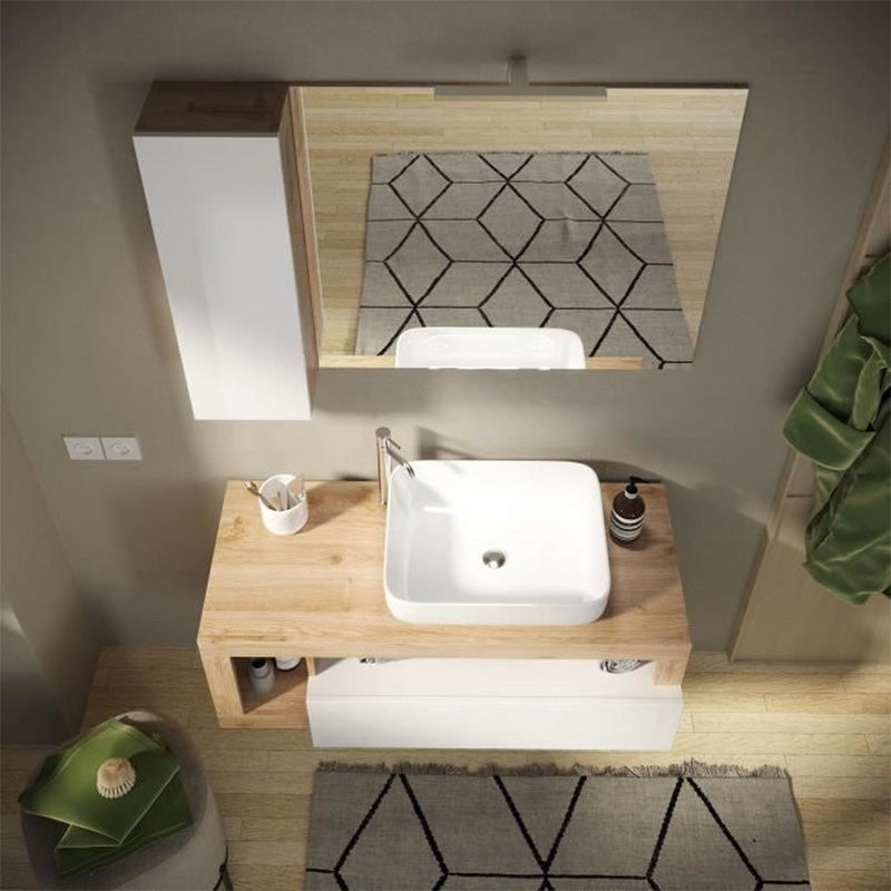 Meuble salle de bain HAMBOURG L110 - Vasque + 2 Tiroirs + 3 niches