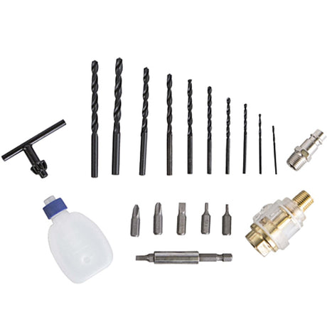 Scheppach Kit Perceuse pneumatique avec 10 forets en acier et 6 embouts de vissage