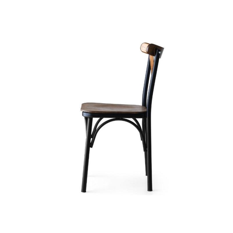 Set de 4 chaises cuisine En Métal Noir Et Bois Massif Foncé Loryne