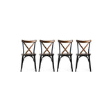 Set de 4 chaises cuisine En Métal Noir Et Bois Massif Foncé Loryne