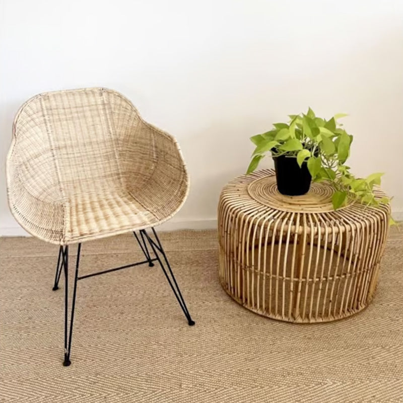 Table d'appoint Manon - 40 x ⌀ 68 cm - taille L - rotin - naturel