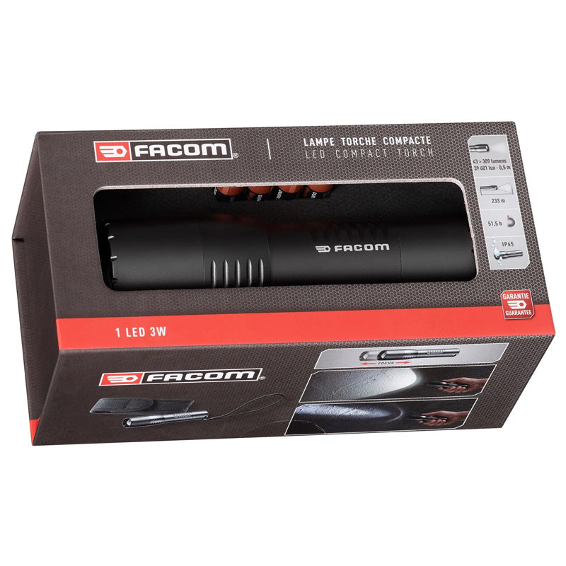 Lampe Torche Compacte - FACOM - 1 Led 3W - 5 Modes d'Éclairages  - 79.CBTPB