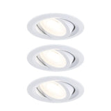 x3 Encastré Calla LED orientable 30° - Paulmann - D90mm - 5,2W - 598lm - 4000K - grad - 230V - BBC/IP65 - Lot de 3