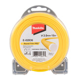 Bobine de fil co-extrudé jaune 3,0mm x 15m rond MAKITA E-02836