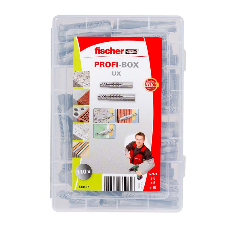 Boîte de 110 chevilles tous matériaux FISCHER 518527 nylon UX - Ø6-8-10 mm