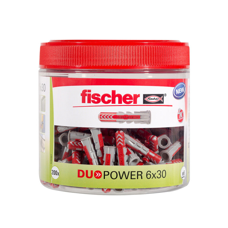 Boîte de 200 chevilles bi-matière Duopower FISCHER 535981 6 x 30 mm