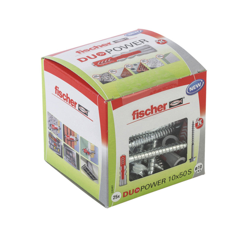 Boîte de 25 chevilles Duopower S avec vis FISCHER 535461 Ø10 x 50 mm