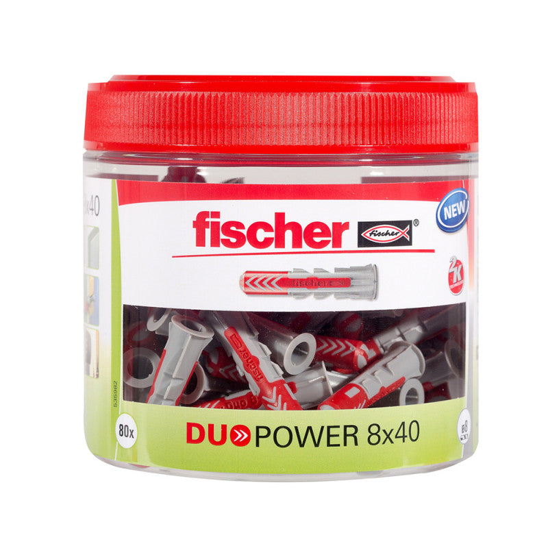 Boîte de 80 chevilles bi-matière Duopower FISCHER 535982 8 x 40 mm
