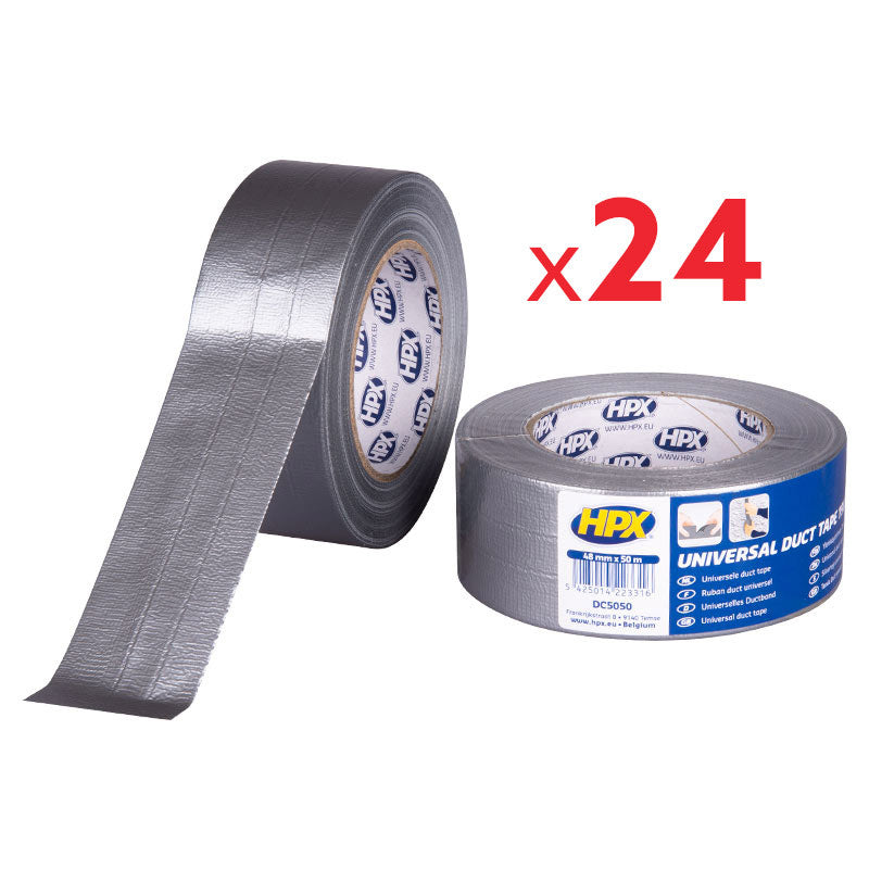 Carton de 24 rubans toile adhésif HPX DC5050 - argent - 48mm - 50m