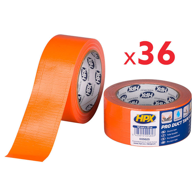 Carton de 36 rubans adhésif renforcé orange HPX Pro EO5025 - 48 mm x 25m