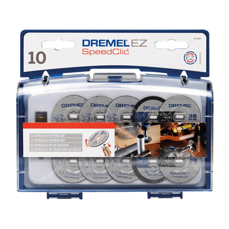 Coffret de 10 disques à tronçonner DREMEL 2615S690JA EZ SpeedClic avec mandrin pour le métal et le plastique