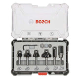 Coffret de 6 fraises droites Bosch Professional 2607017469 à araser et de bordage à queue de 8mm