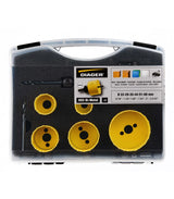 Mallette scie cloche - DIAGER  - jaune 9pc bimétal 22-29-35-44-51-68 mm + 2 pilotes hex + foret centreur