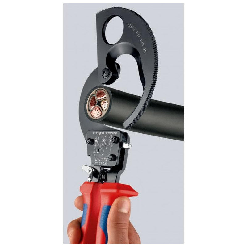 Coupe-câbles à cliquet KNIPEX 95 31 250 250mm 32mm/240mm²