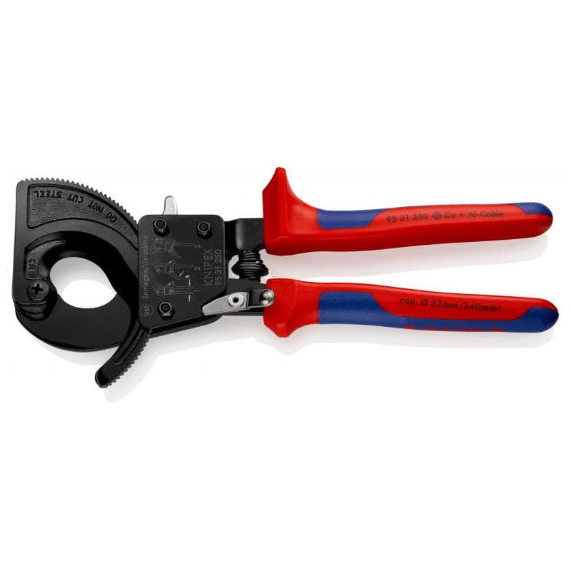 Coupe-câbles à cliquet KNIPEX 95 31 250 250mm 32mm/240mm²