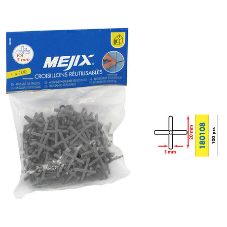 Croisillons ECO 1.5/2/3/4/5mm MEJIX - réutilisables - 100 pièces
