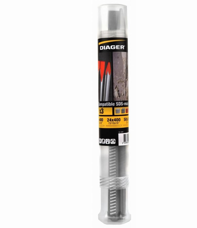 Kit Pics et Burins - DIAGER  - SDS-max 3pcs : 1 pics 18x400 + 1 burins 24x400 + 1 burin 50x360 mm