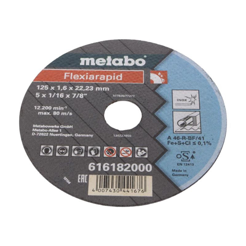 Disque à couper METABO Flexiarapid 616182000 - Acier inoxydable - 125x1,6x22,23mm