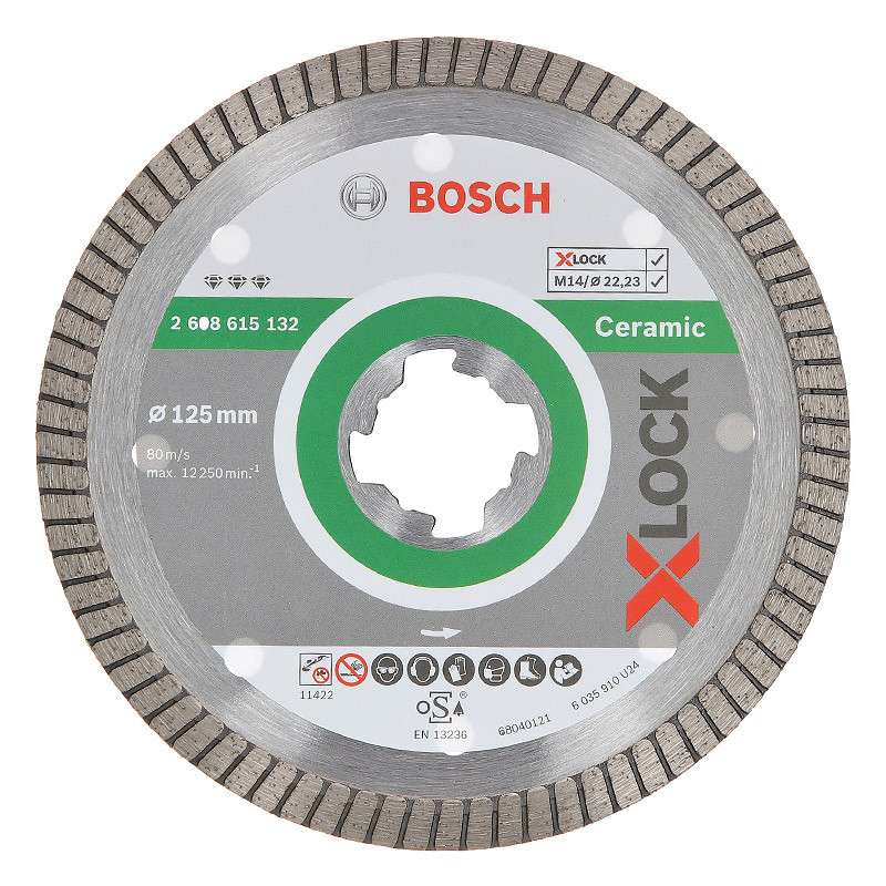Disque à tronçonner diamanté BOSCH Professonal X-LOCK Best for Ceramic Extra Clean Turbo  Ø 125x22,23x1,4x7