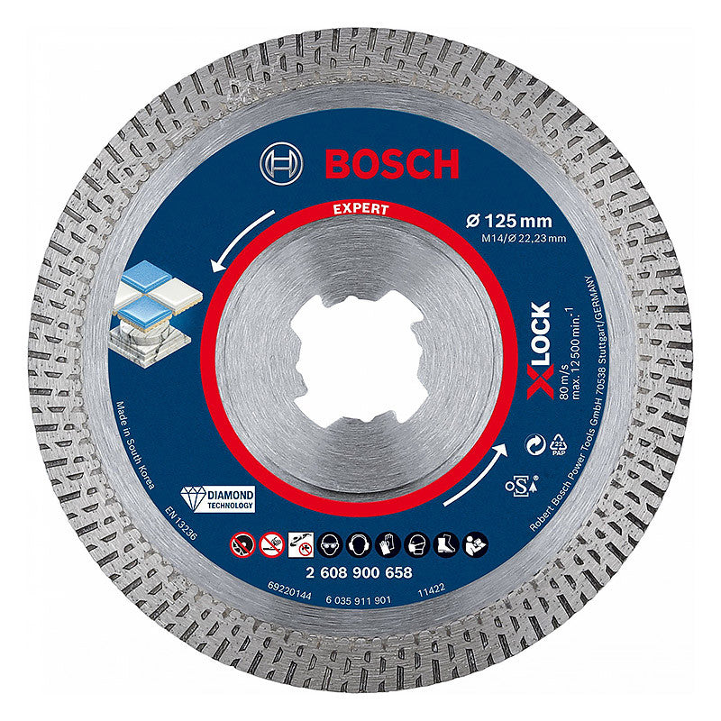 Disque diamant XLOCK BOSCH Hard Ceramic EXPERT 125x22,23x1.6x10mm