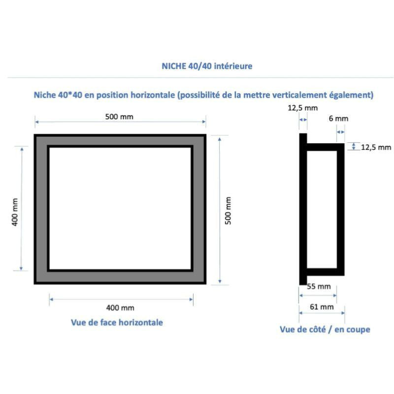 Duo de niches à carreler étanche MARMOX DUONICHE40/40-INT - Format intérieur 40x40cm - Profondeur 6cm