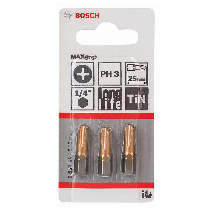 Embouts de vissage BOSCH 2607001548 Max Grip Phillips PH3 3 pièces