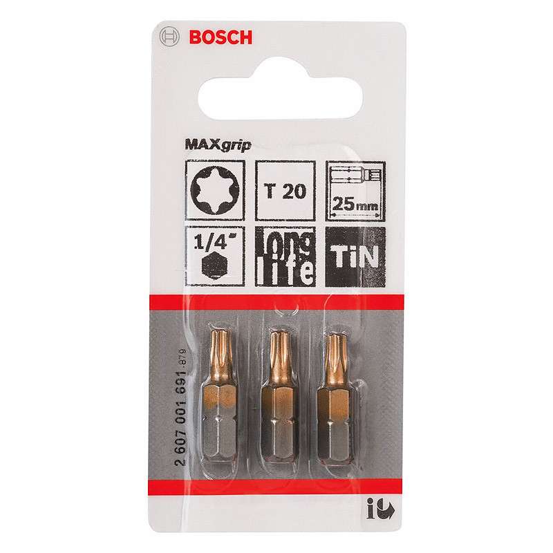 Embouts de vissage BOSCH 2607001691 Max Grip Torx T20 3 pièces