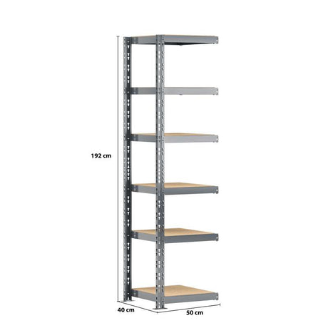 Extension étagère charge lourde MODULÖ STORAGE avec 6 plateaux de 50 cm de long (SYSTÈME EXTENSION)