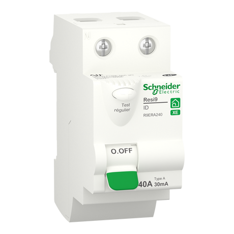 Interrupteur différentiel SCHNEIDER R9ERA240 40A type A 30mA 1P+N embrochable Resi9 XE