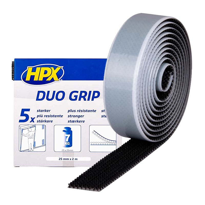 Fixation à clip réajustable HPX Duo Grip DG2502 - noir - 25mmx2m