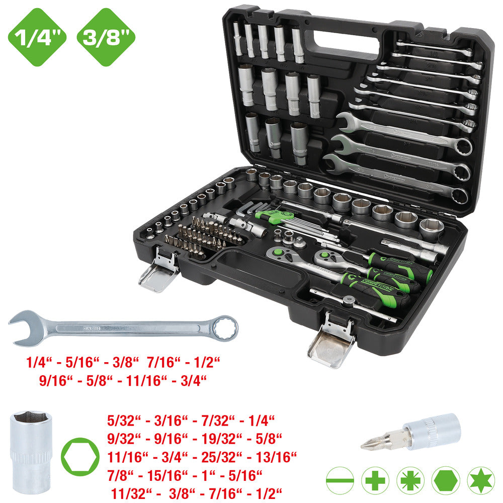 Coffret de douilles COMPETITION 1/4"+3/8", 91 pcs - KS Tools - 512.0092 COMPETITION