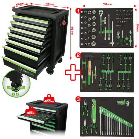 Servante d'atelier COMPETITION avec 7 tiroirs et 119 outils premium - KS Tools - 512.3119 COMPETITION