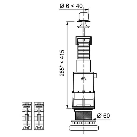 Mécanisme de chasse d'eau simple chasse à  tirette blanche MX - Wirquin - 10724084