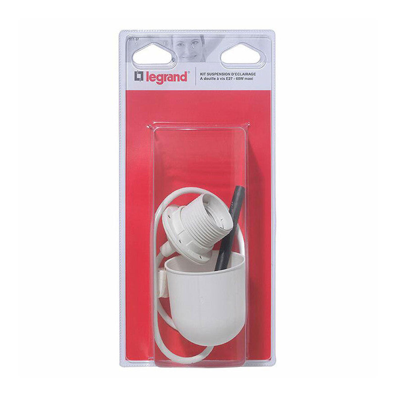 Kit de suspension douille DCL LEGRAND avec 1 douille E27 et 1 câble blanc longueur 60cm + fiche DCL