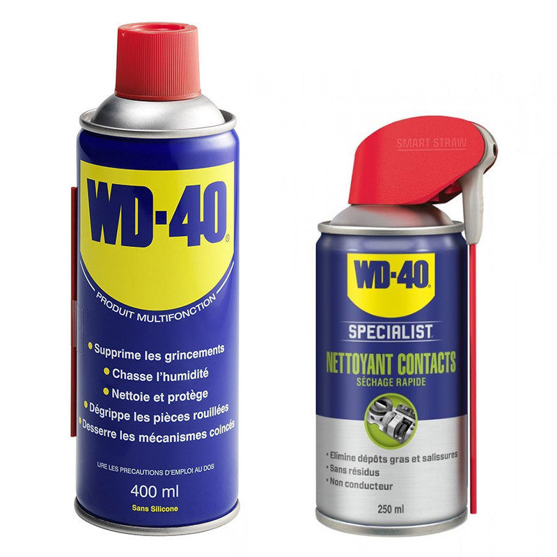 Kit électricien WD-40 Produit Multifonction Spray Double Position 400 ml + Nettoyant contact 250 ml