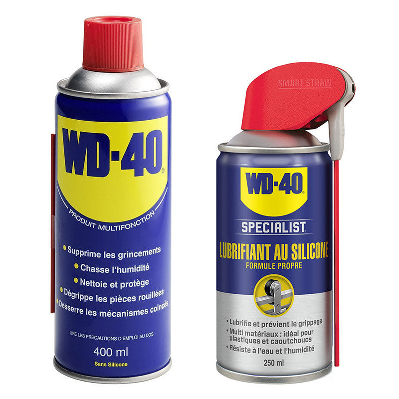 Kit Plombier WD-40 Produit Multifonction Spray Double Position 400 ml + Lubrifiant au silicone 250 ml