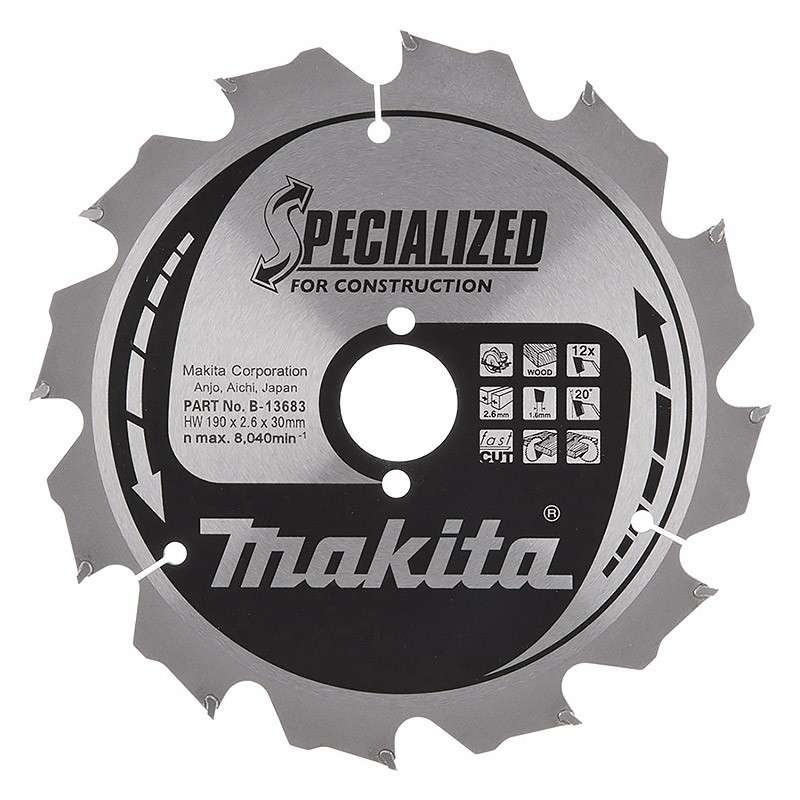 Lame carbure MAKITA B-33554 ''Specialized'' construction (FERMACELL®) pour scies circulaires