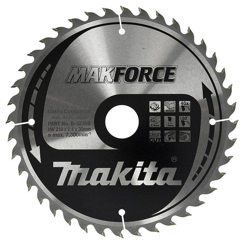 Lame de scie circulaire MakForce carbure MAKITA B-32356 Ø 210 mm X 30 mm 40 dents