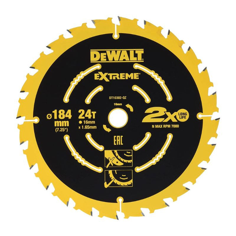 Lame de scie circulaire ø184x16mm 24 dents DEWALT DT10302-QZ