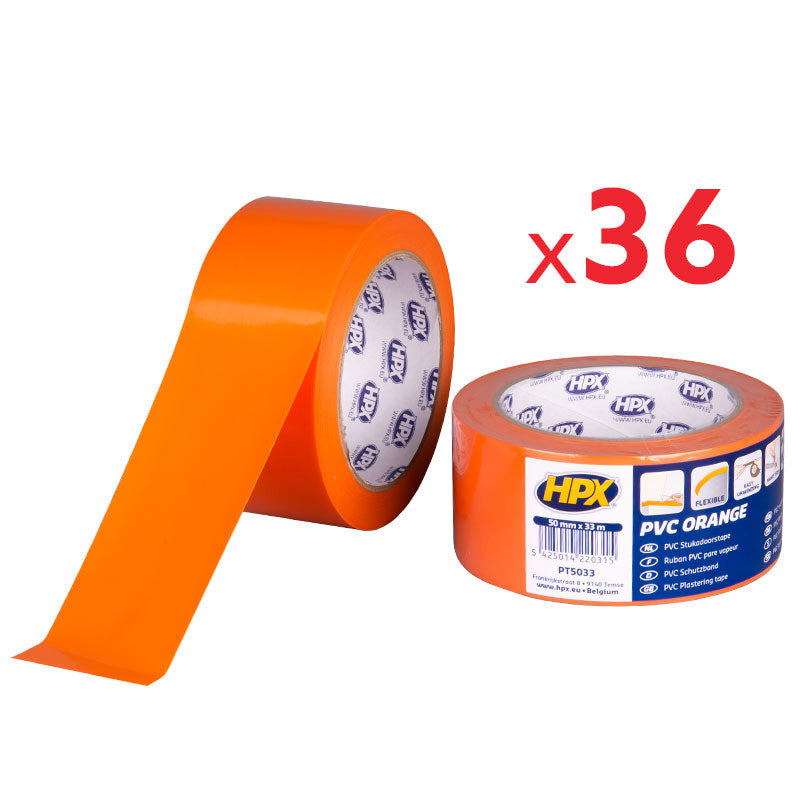 Lot de 36 Rubans PVC HPX PT5033 - pare vapeur - orange - 50mm - 33m