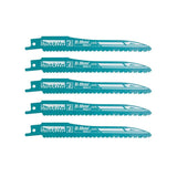 Lot de 5 Lames de scie sabre Super Express MAKITA B-05038 pour métal et acier