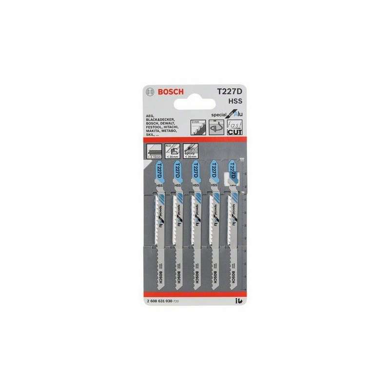 Lot de 5 lames de scie sauteuse T 227 D BOSCH 2608631030 Special for Alu