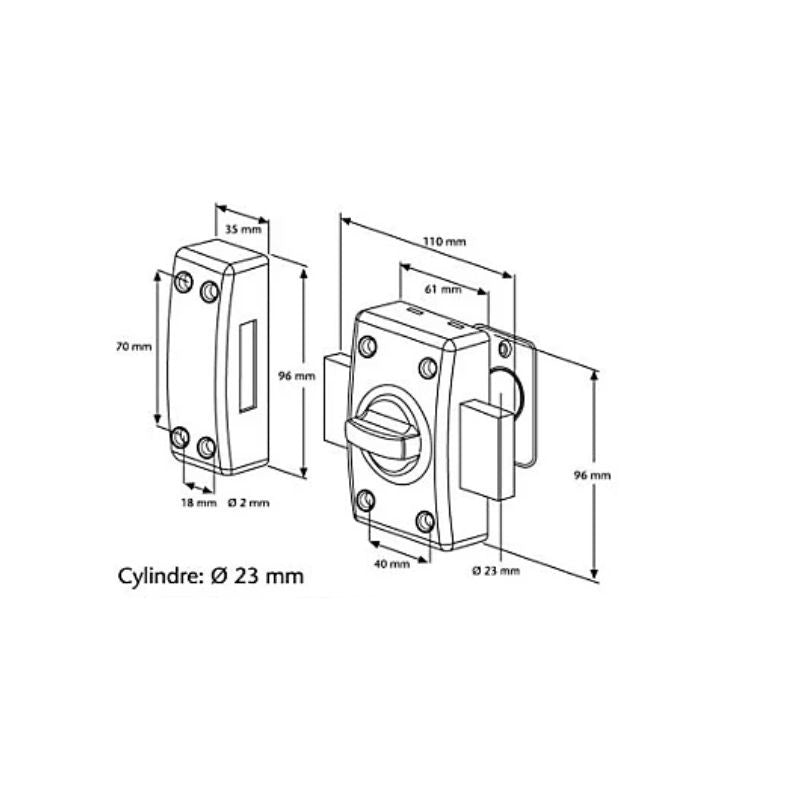 Lot de deux verrous twin Classik ABUS Bronze - 45mm